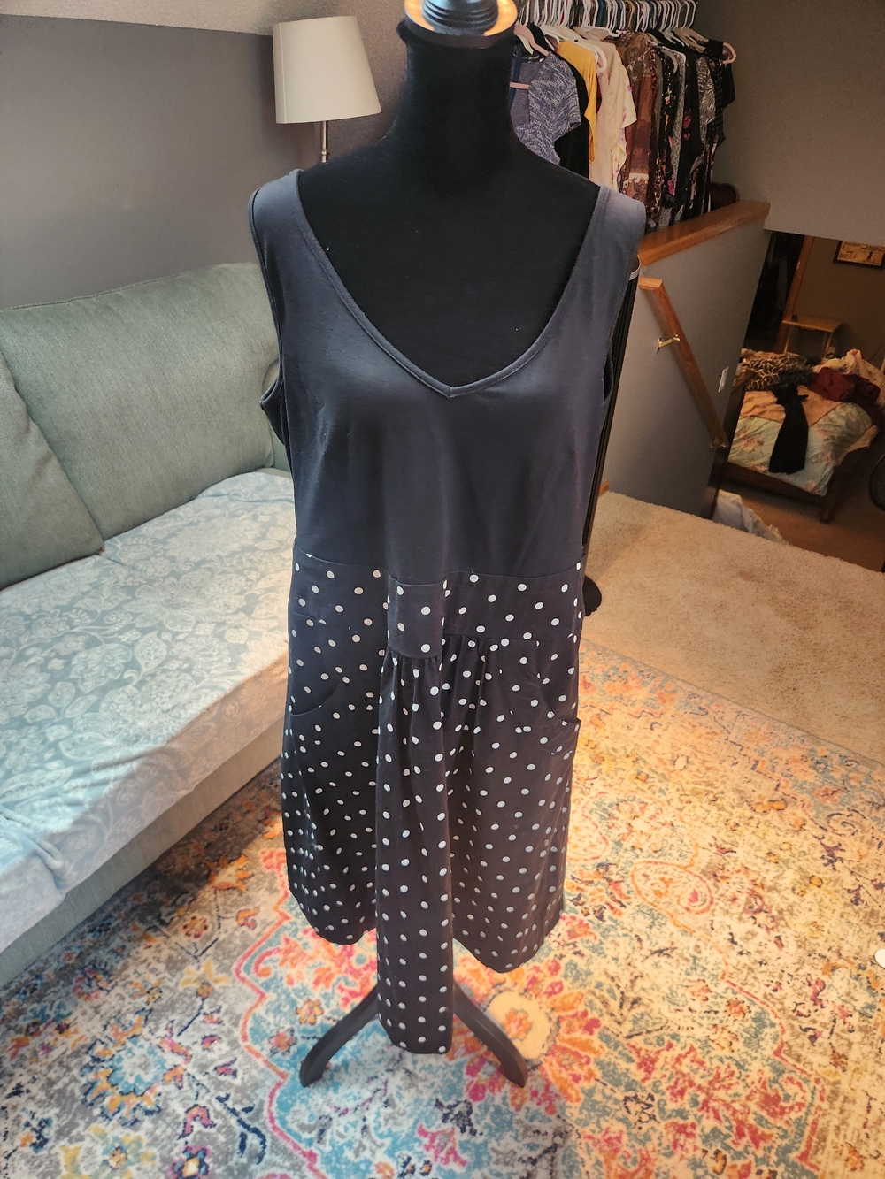 City Chic Black Polka Dot Sleeveless Dress Size 14 Like New Cute!